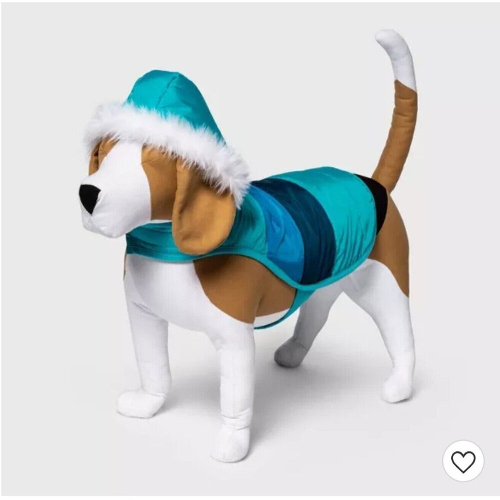 Dog and Cat Puffer Vest Aqua Stripe Wondershop Size L